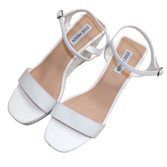 Steve Madden Women's Tory White Satin Rope Wedge Sandals Size 10 NEW - Picture 3 of 6